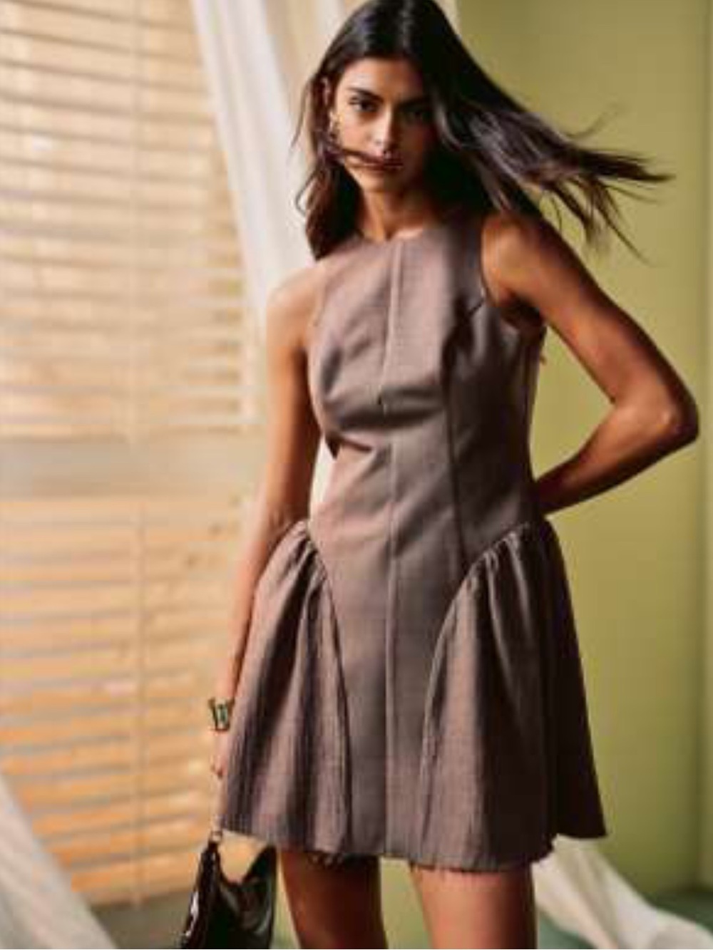 ASOS Taupe Structured A-Line Mini Dress